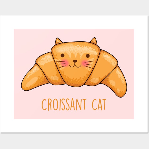Croissant Cat Wall Art by SuperrSunday